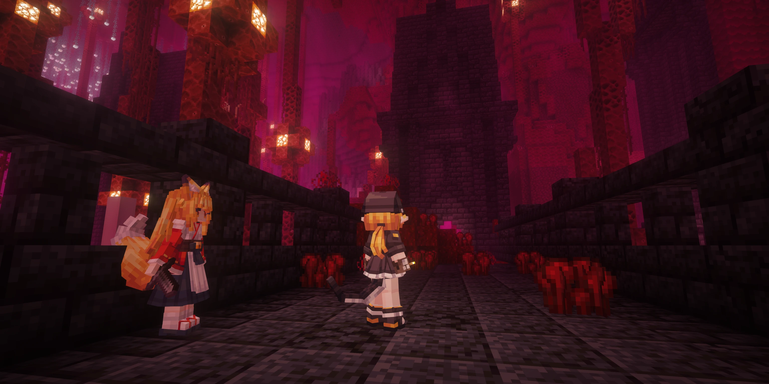 玩家和女仆在探索遗迹